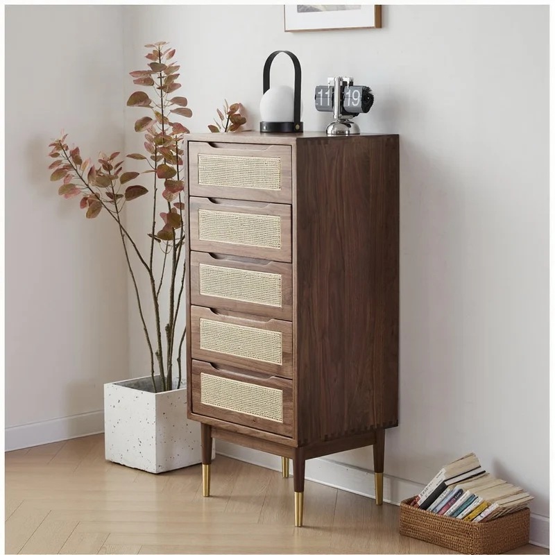Crescent 5-Drawer Solid Walnut Wood Dresser