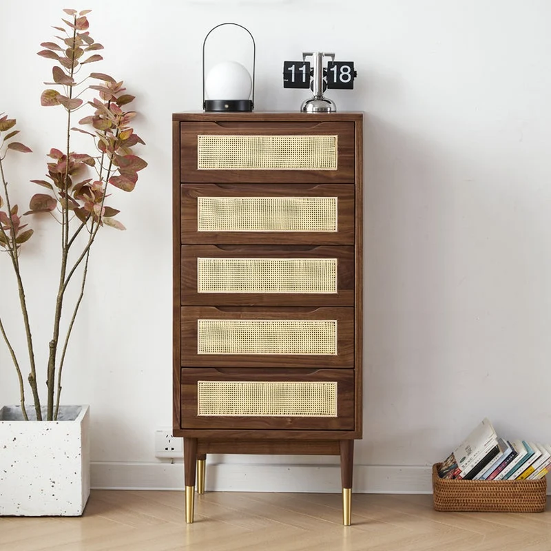Crescent 5-Drawer Solid Walnut Wood Dresser