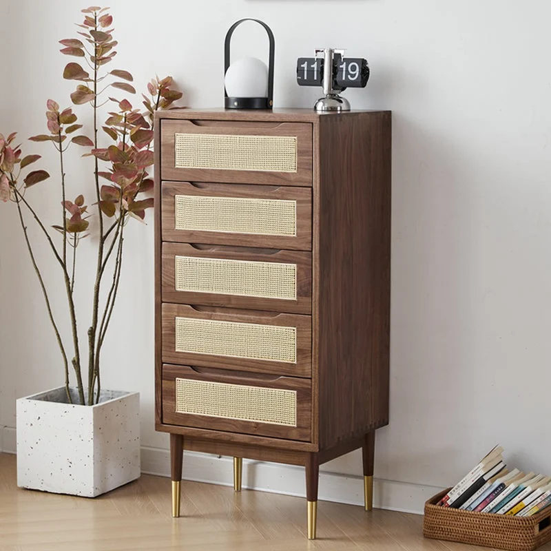 Crescent 5-Drawer Solid Walnut Wood Dresser