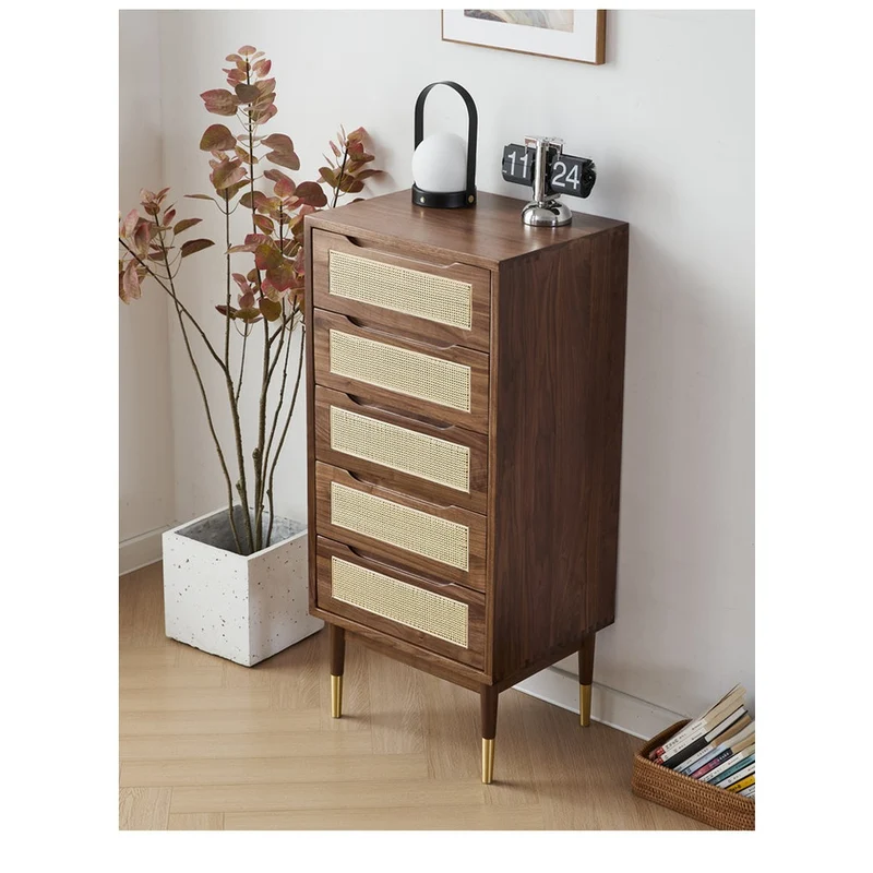 Crescent 5-Drawer Solid Walnut Wood Dresser