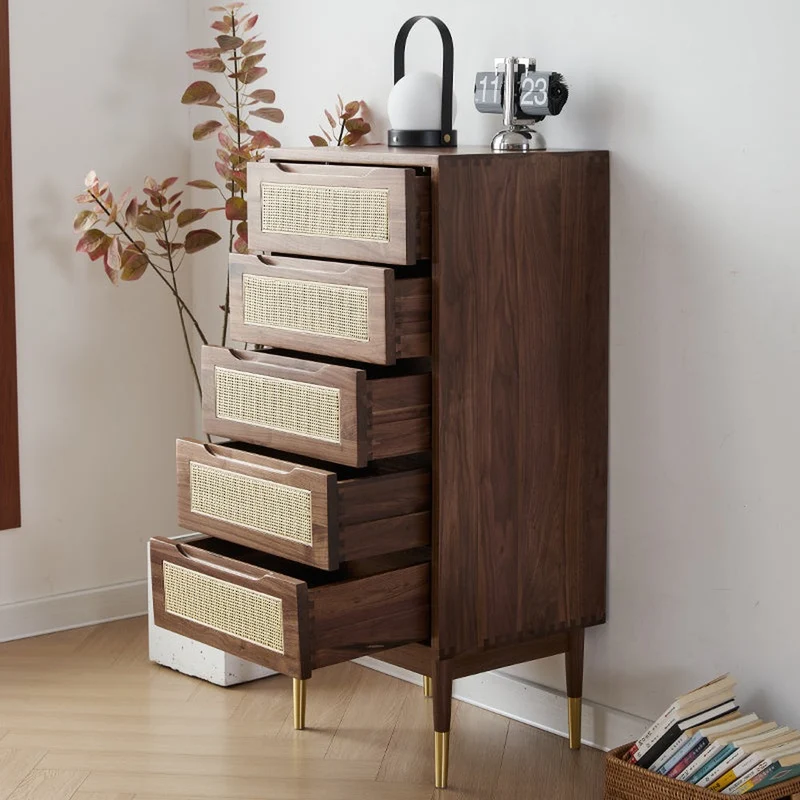Crescent 5-Drawer Solid Walnut Wood Dresser