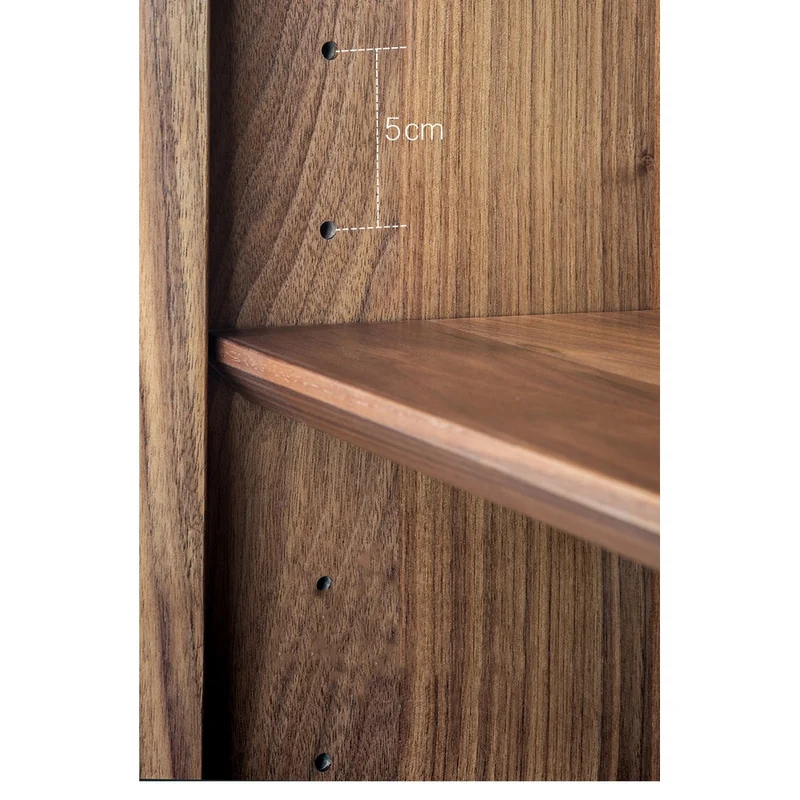 Whimsical Walnut Wood Two Arch Glass Door Design Cabinet