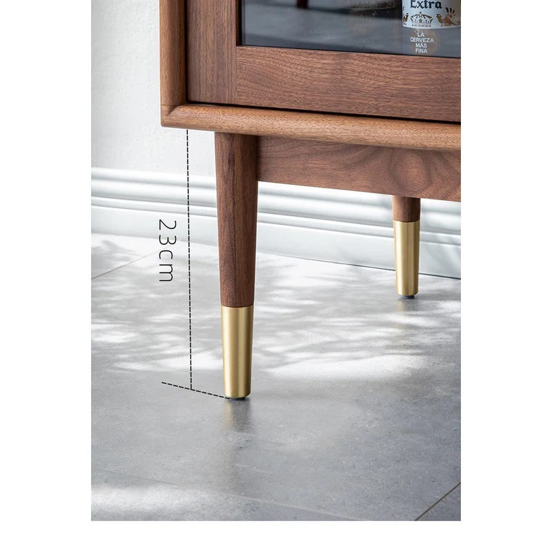 Whimsical Walnut Wood Two Arch Glass Door Design Cabinet