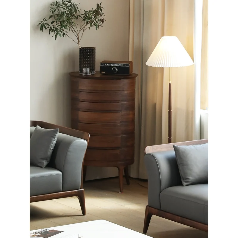 Europe Style Mid-Century Solid Black Walnut Cabinet