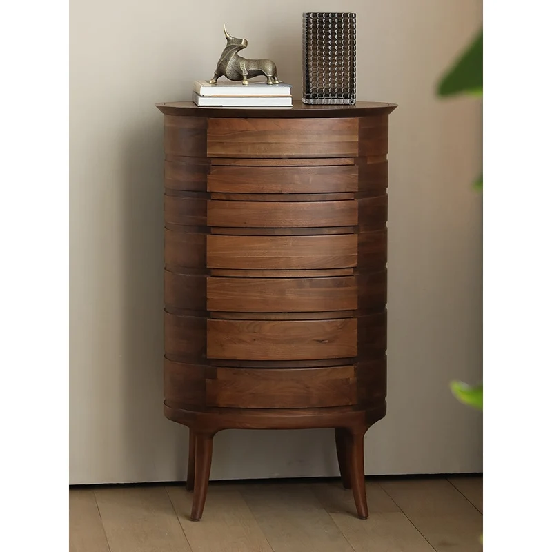 Europe Style Mid-Century Solid Black Walnut Cabinet