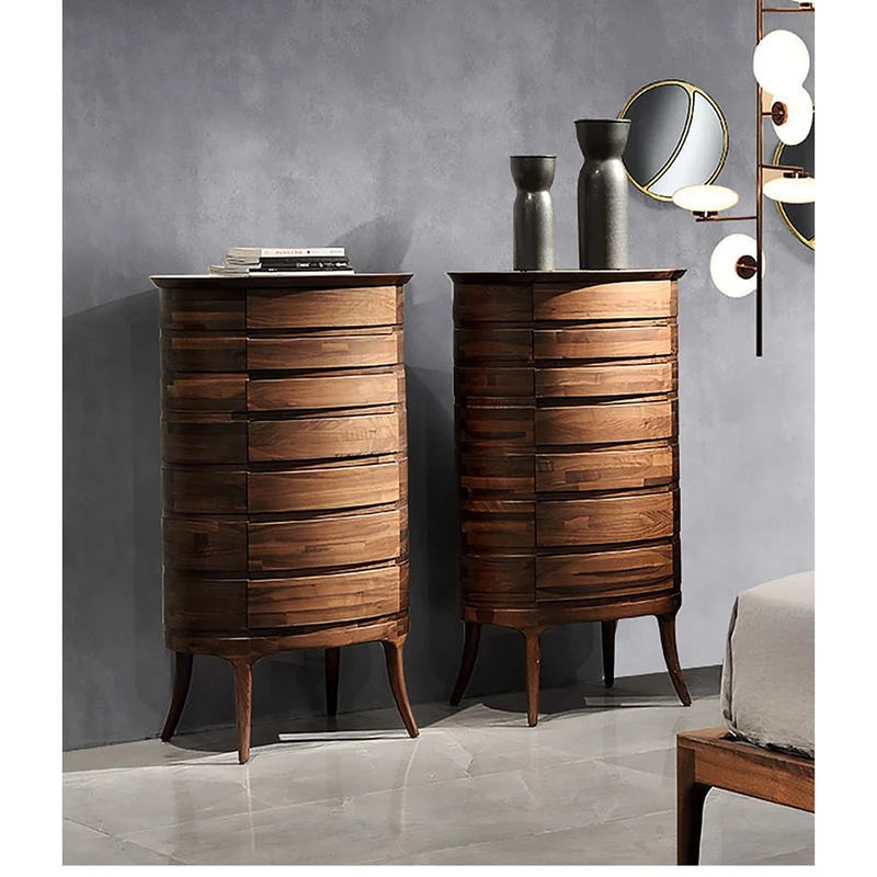 Europe Style Mid-Century Solid Black Walnut Cabinet