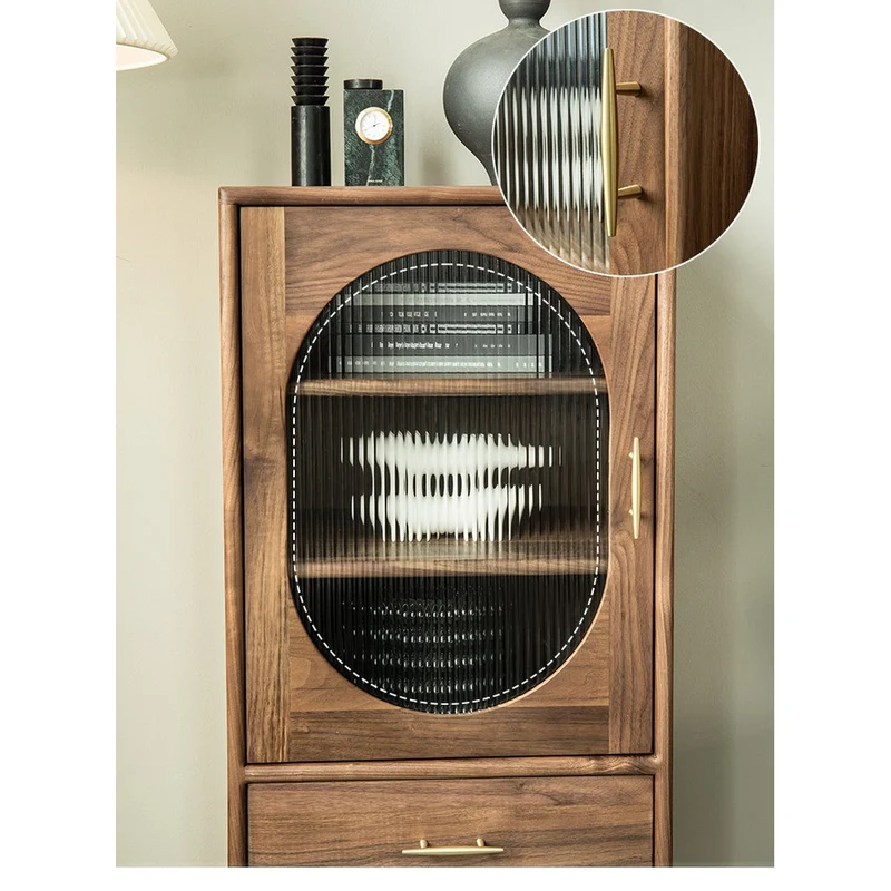 Small Black Walnut Wood Storage Cabinets