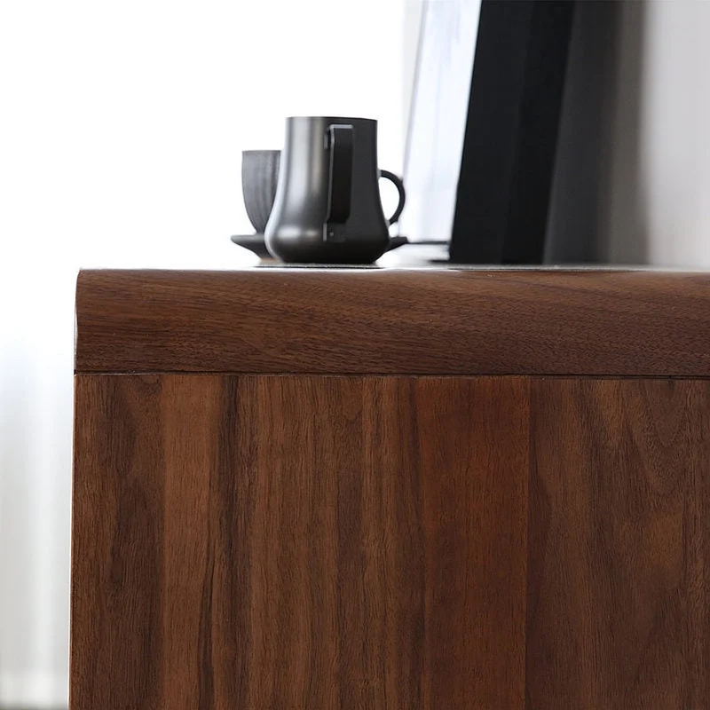 Solid Walnut Wood Display Cabinet with Storage