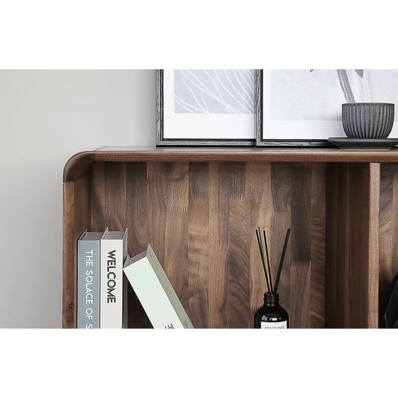 Solid Walnut Wood Display Cabinet with Storage