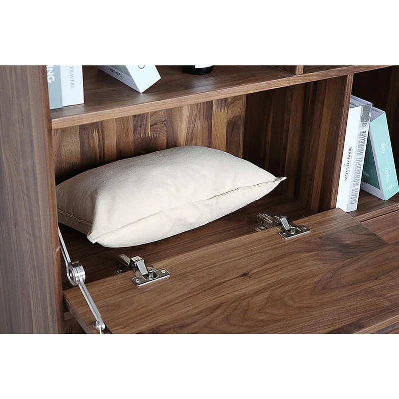 Solid Walnut Wood Display Cabinet with Storage