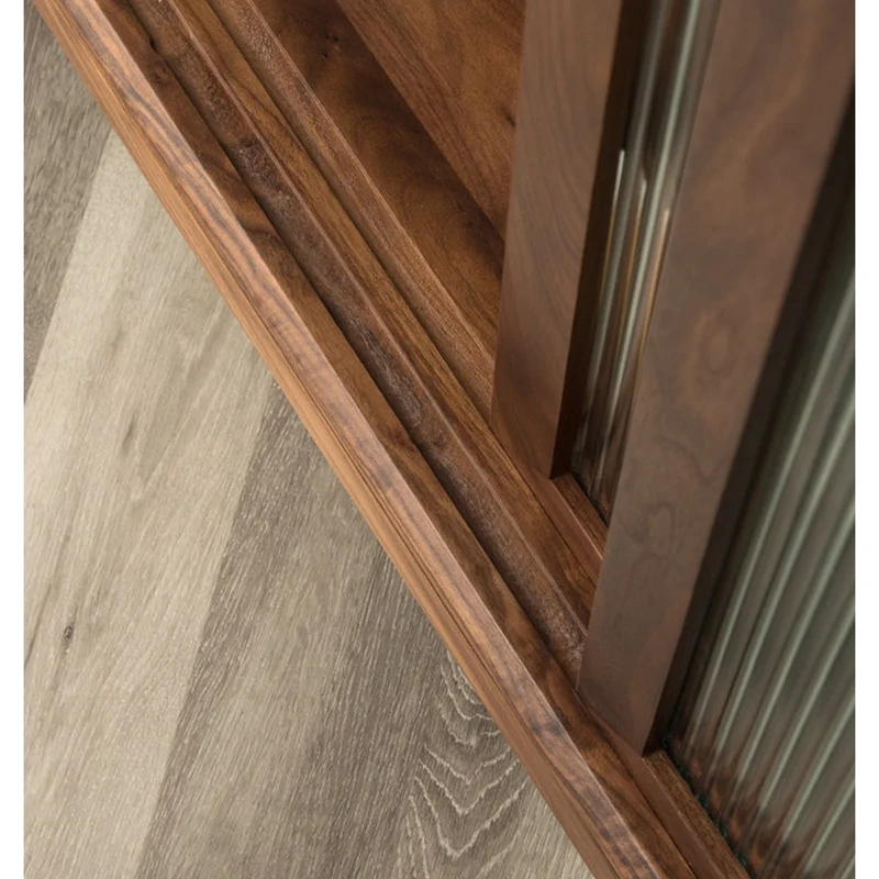 Cobalt Blur Sliding Glass Door Black Walnut Wood Kitchen Cabinet