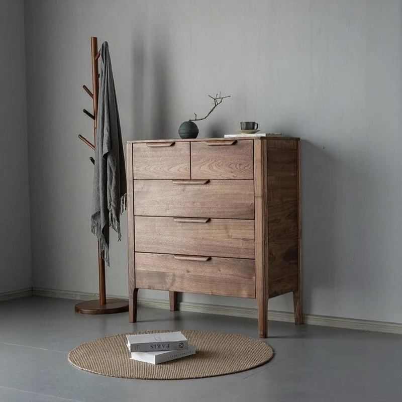 Terra Solid Walnut Wood Tall Chest of Drawers Dresser