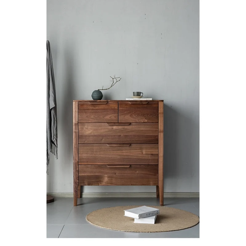 Terra Solid Walnut Wood Tall Chest of Drawers Dresser