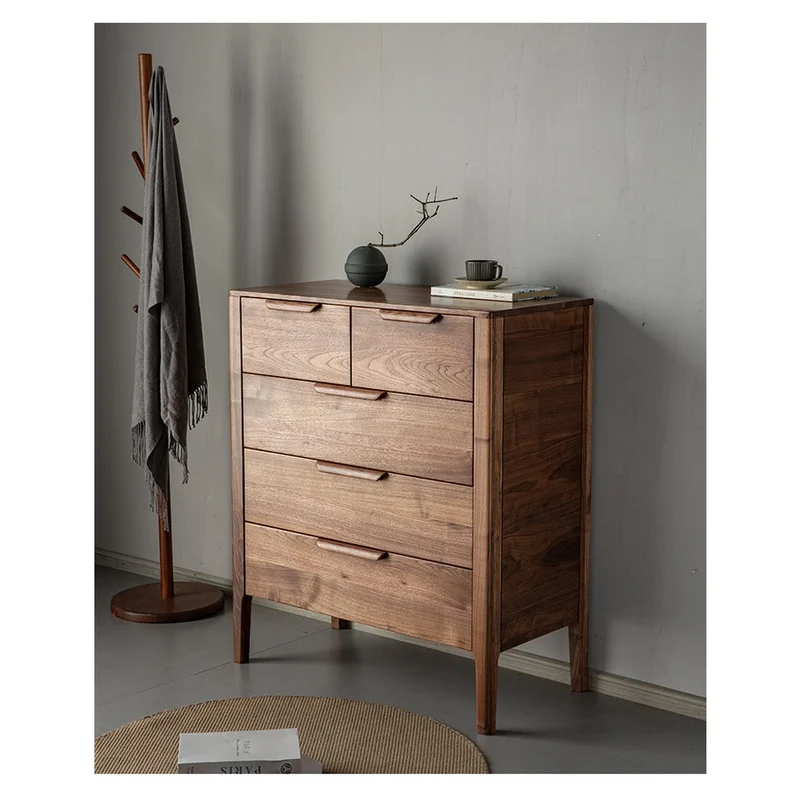 Terra Solid Walnut Wood Tall Chest of Drawers Dresser