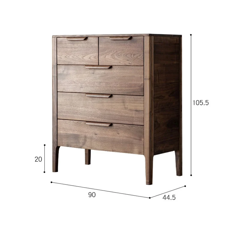 Terra Solid Walnut Wood Tall Chest of Drawers Dresser
