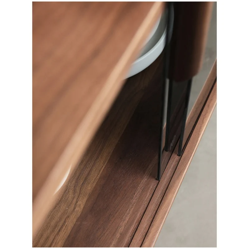 Cascade Long Open Space Natural Walnut Wood Kitchen Cabinets