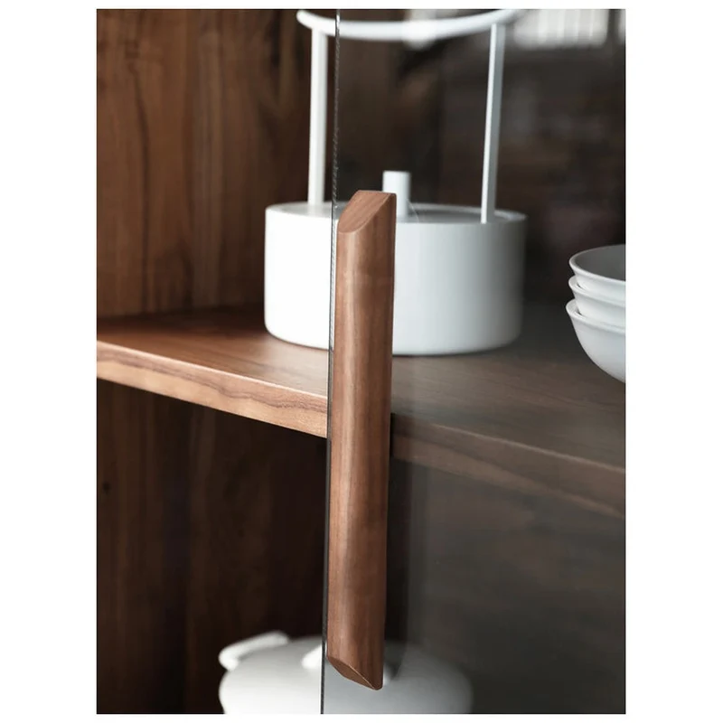 Cascade Long Open Space Natural Walnut Wood Kitchen Cabinets