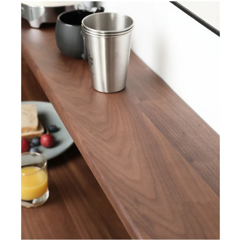 Cascade Long Open Space Natural Walnut Wood Kitchen Cabinets