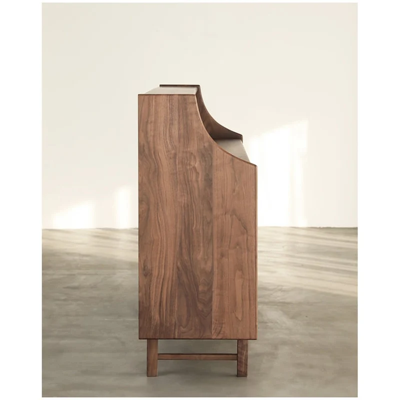Cascade Long Open Space Natural Walnut Wood Kitchen Cabinets
