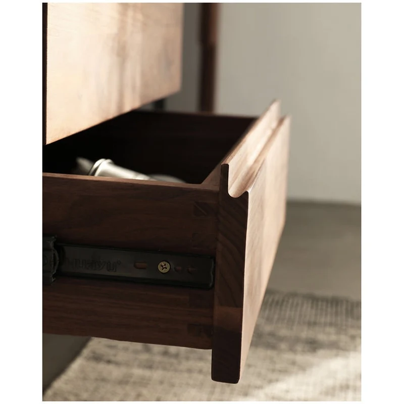 Cascade Long Open Space Natural Walnut Wood Kitchen Cabinets