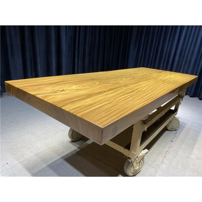 Reverie Yellow Color Wood Slab Table