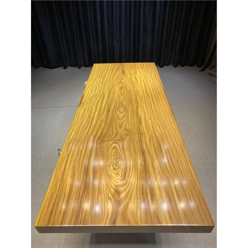 Reverie Yellow Color Wood Slab Table