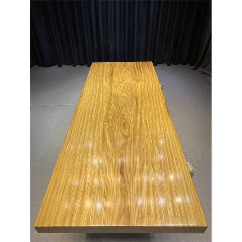 Reverie Yellow Color Wood Slab Table