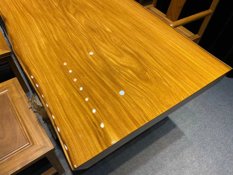 Live Edge Teak Wood Slab Table