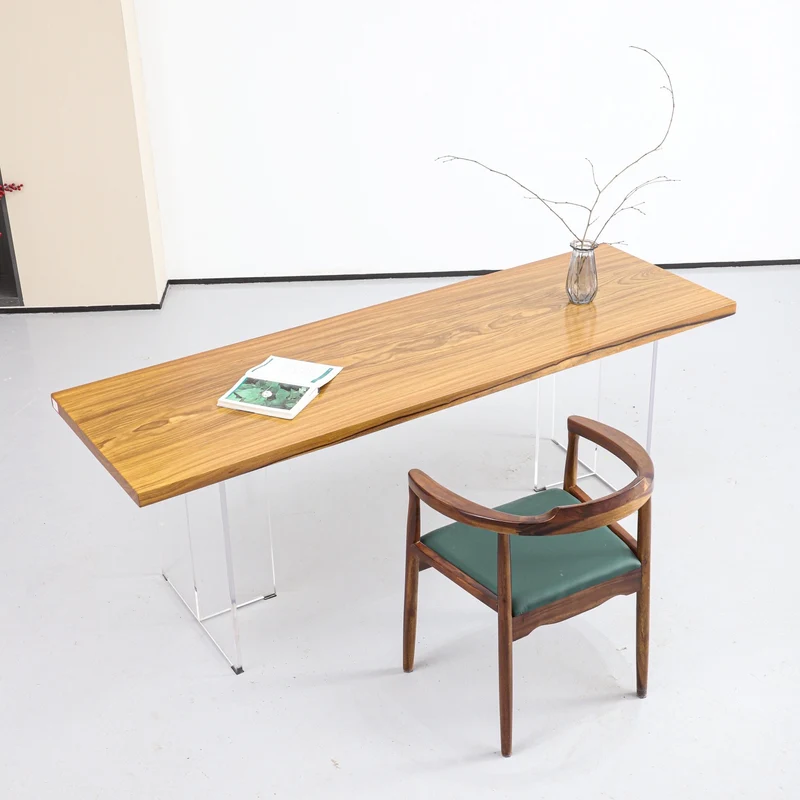 Live Edge Teak Wood Slab Dining Table