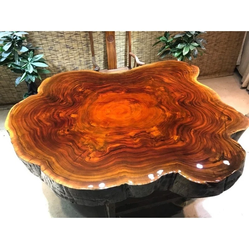 Prism Live Edge Red Color Dining Table