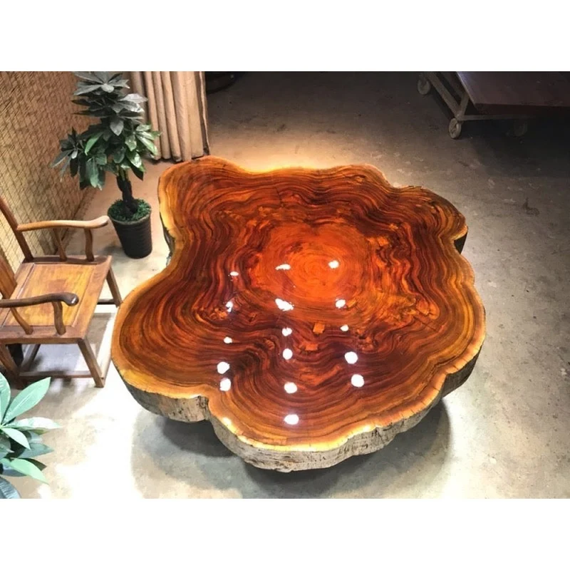 Prism Live Edge Red Color Dining Table