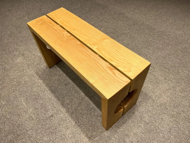 Mortise-Tenon Structure White Ash Wood Bench with Hole