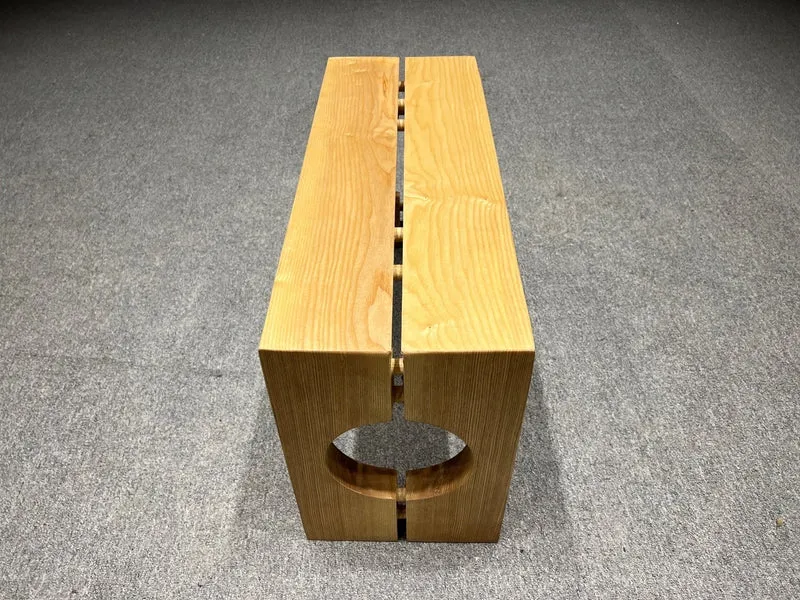 Mortise-Tenon Structure White Ash Wood Bench with Hole