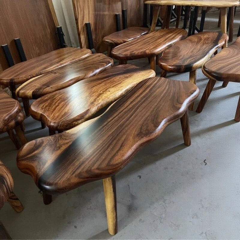 Verdant Irregular Solid South American Walnut Wood Garden Bench