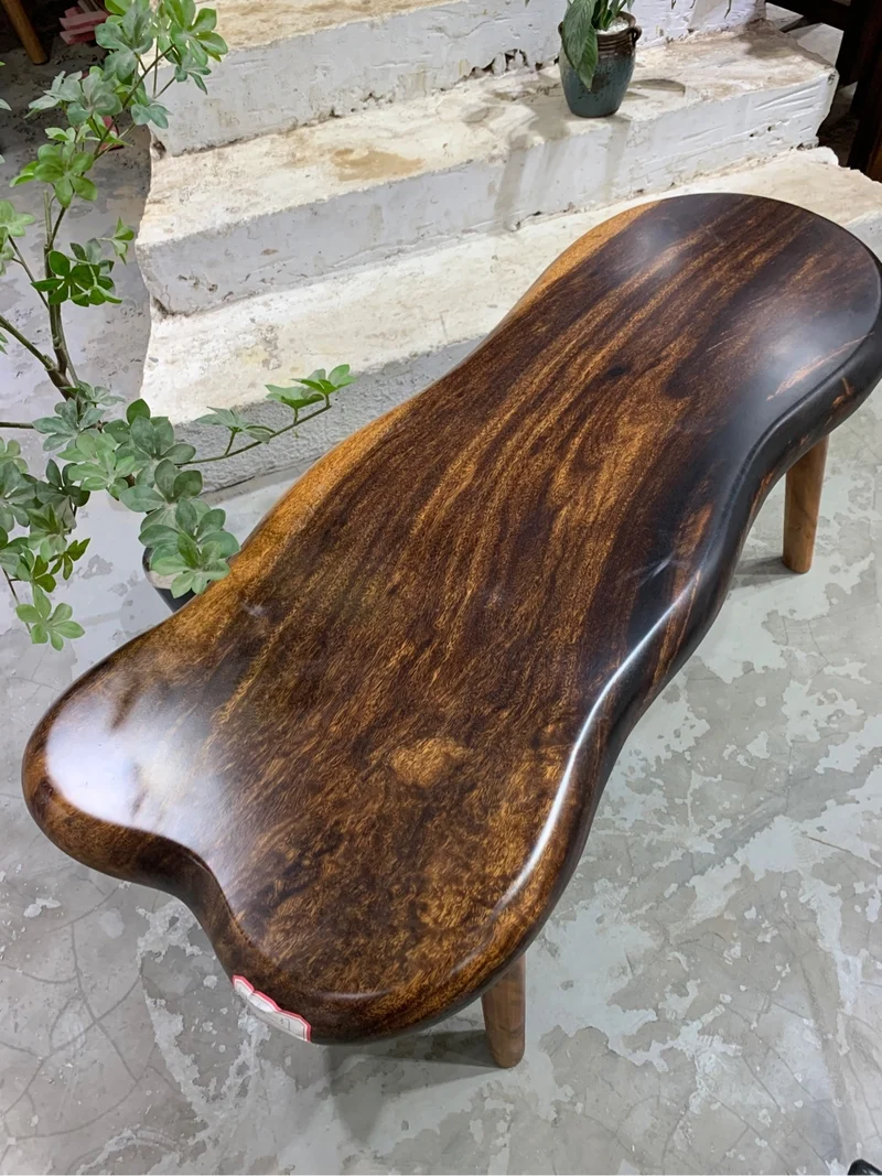 Verdant Irregular Solid South American Walnut Wood Garden Bench