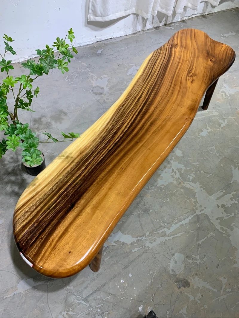 Verdant Irregular Solid South American Walnut Wood Garden Bench