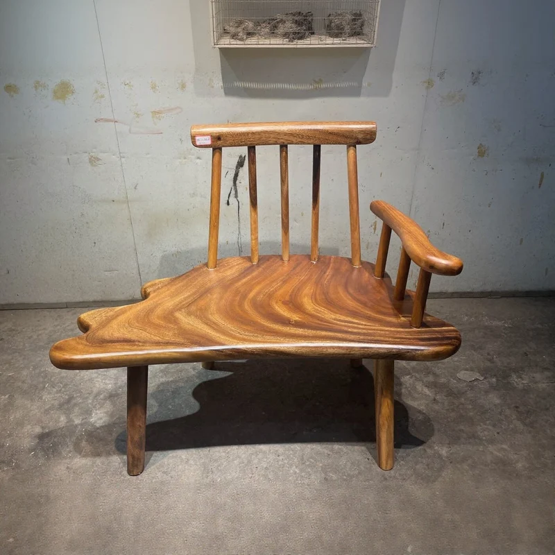 Random Shapes Outdoor Monkey Pod Wood Bench Chair