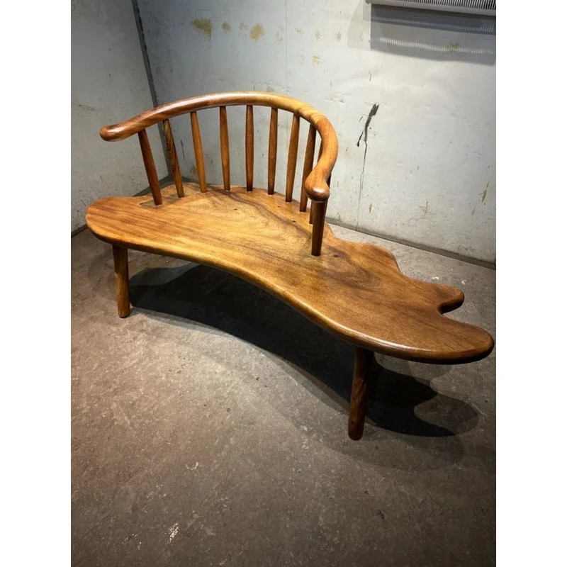 Random Shapes Outdoor Monkey Pod Wood Bench Chair