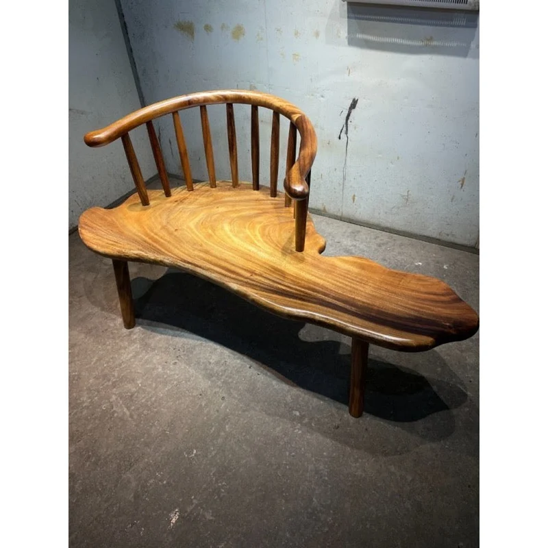 Random Shapes Outdoor Monkey Pod Wood Bench Chair
