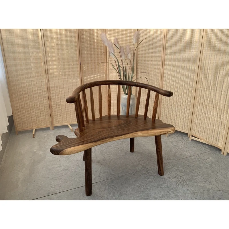 Random Shapes Outdoor Monkey Pod Wood Bench Chair