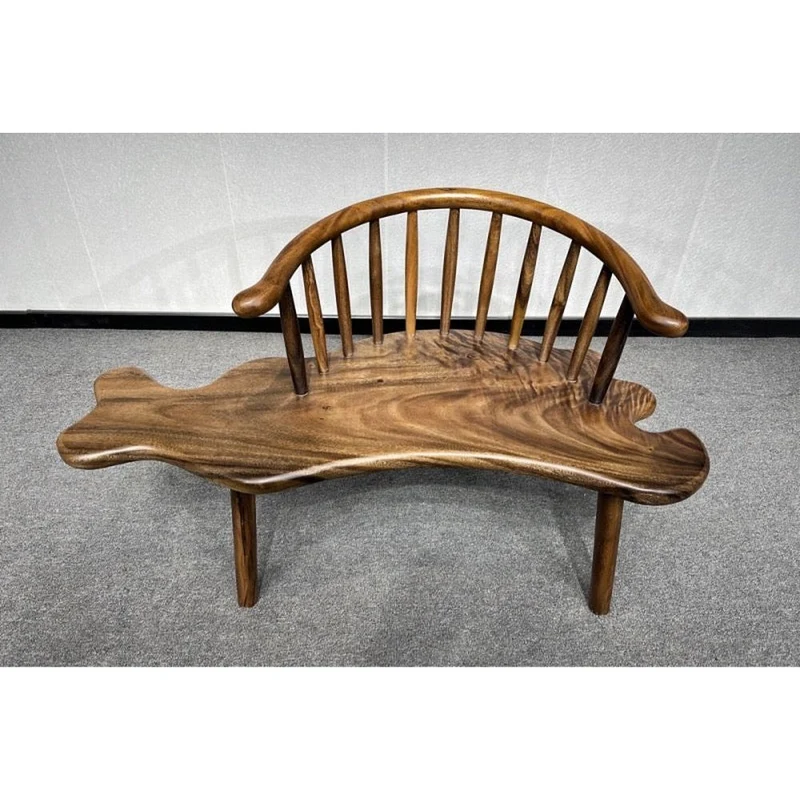 Random Shapes Outdoor Monkey Pod Wood Bench Chair