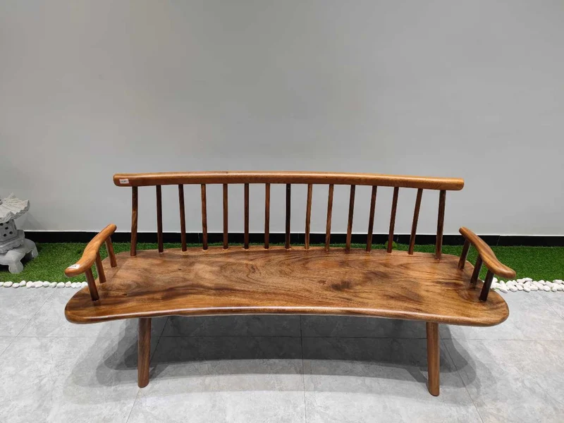 Outdoor Thick Solid Wood Arm Bench Chair