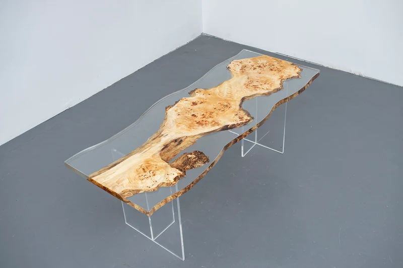 Sculpture Art Crystal Clear Handcrafted Epoxy Resin Table