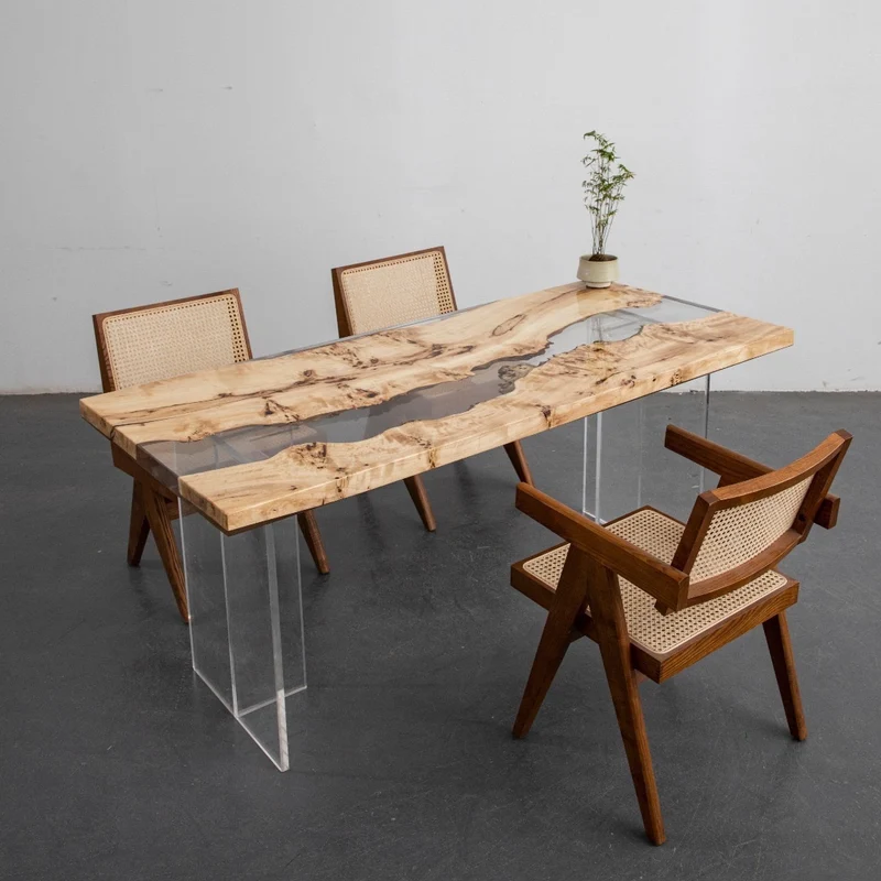 Timeless Clear Poplar Wood Epoxy Resin Table
