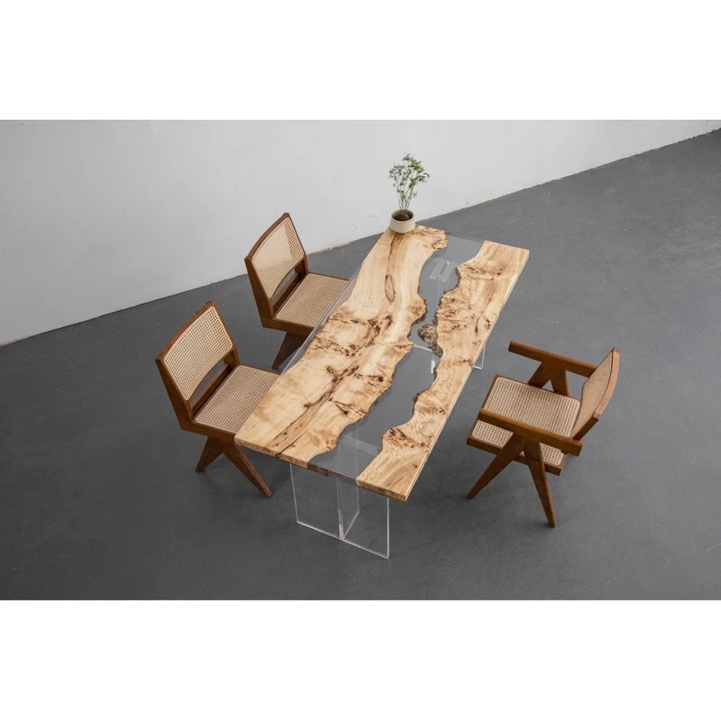 Timeless Clear Poplar Wood Epoxy Resin Table