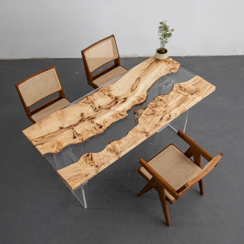Timeless Clear Poplar Wood Epoxy Resin Table