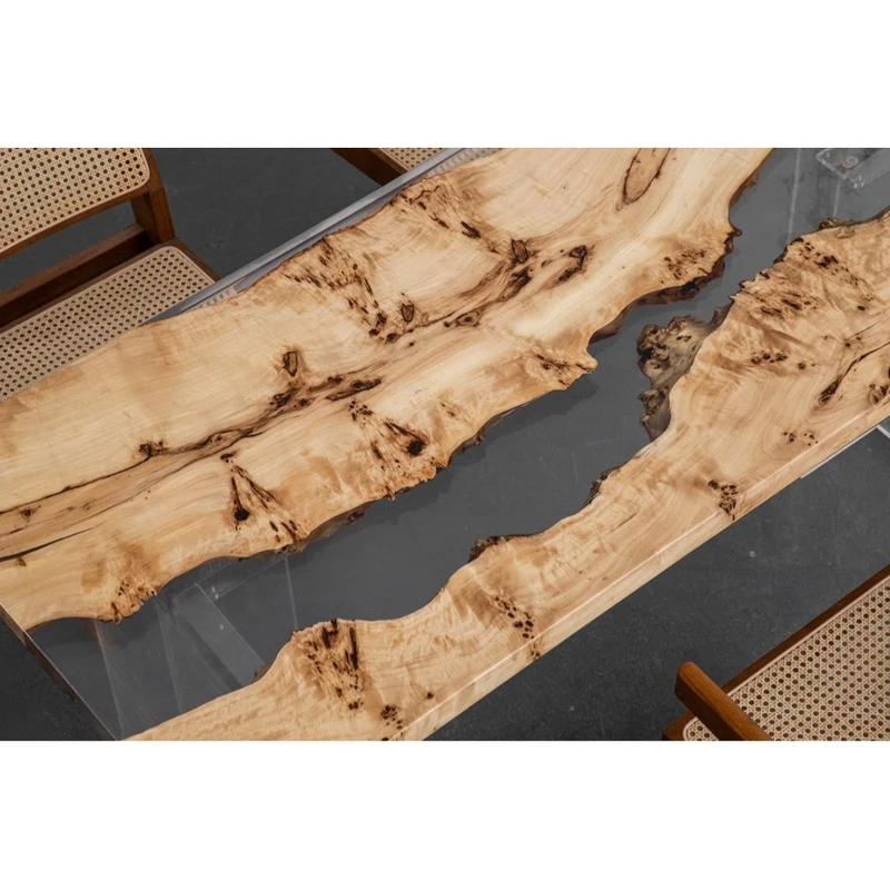 Timeless Clear Poplar Wood Epoxy Resin Table