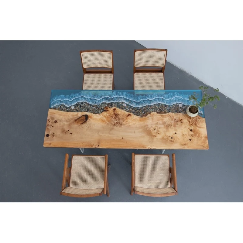Dynamic Wave Poplar Wood Resin Table