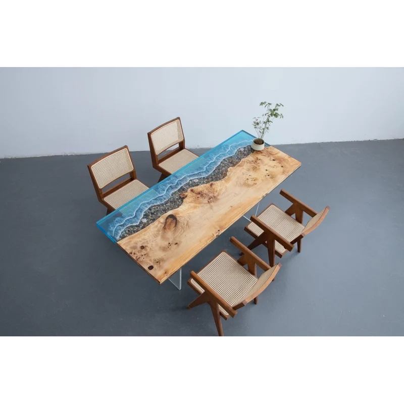 Dynamic Wave Poplar Wood Resin Table