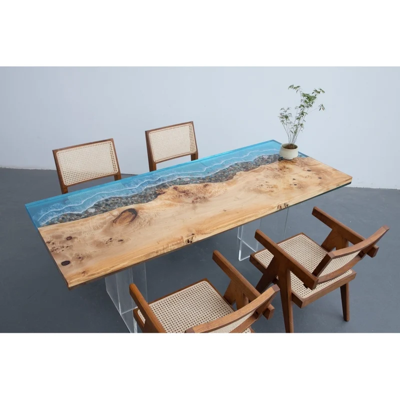 Dynamic Wave Poplar Wood Resin Table